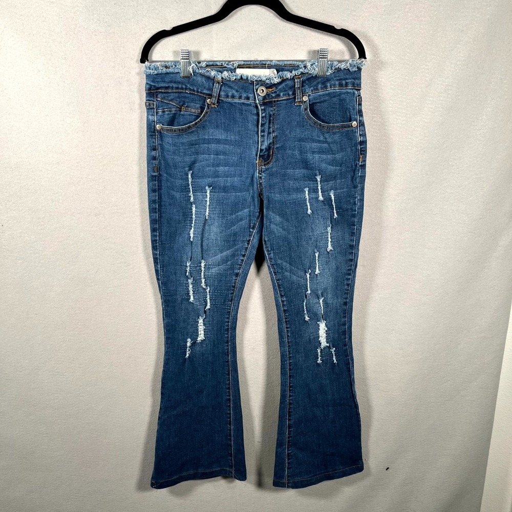Celebrity Ace Bootcut Jeans Womens 13/31 Blue‎ Denim Cotton Stretch Distressed